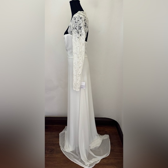 Lulus Promised Forever White Lace Long Sleeve Backless Maxi Dress, Size S, NWT - Picture 8 of 16